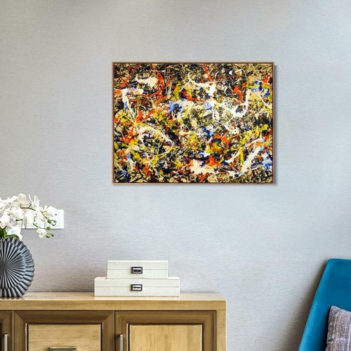 Framed Wall Art Convergence by Jackson Pollock Canvas Giclee Print Art 24"x32" - Picture 3 of 8