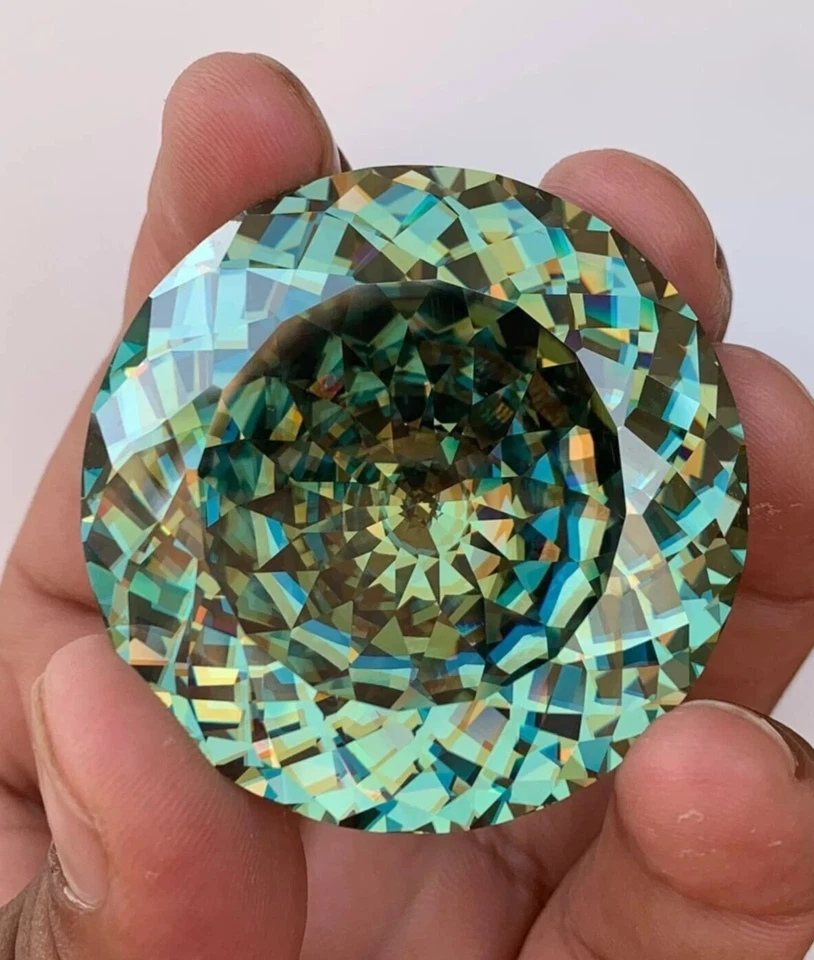 Piedra preciosa suelta de corte redondo de zafiro natural certificado azul-verde de 40,7 quilates de Sri Lanka Foto 4 de 4