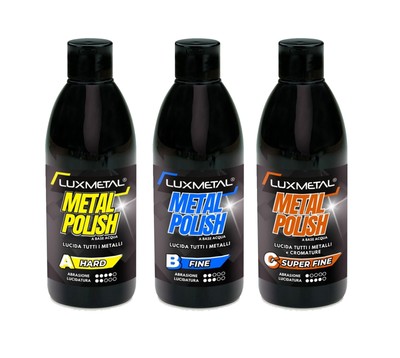- 3er Set Polieren Metall Polieren 250g A-B-C Hard Fine S.Fine Schleifpaste p...