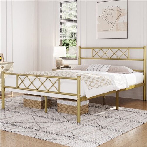 Twin Full Queen King Metal Bed Frame with Headboard & Footboard Antique