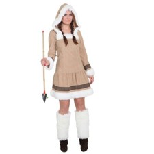 Eskimo Kostüm für Damen Gr. 34 Kleid mit Kapuze Fasching 
