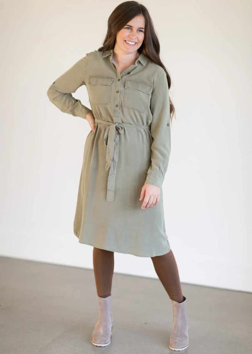 Inherit Kimberly Olive Green Belted Midi Shirt Dress Women's Size Medium | eBay Inherit Kimberly Olive Green Belted Midi Shirt Dress Women's Size Medium | eBay