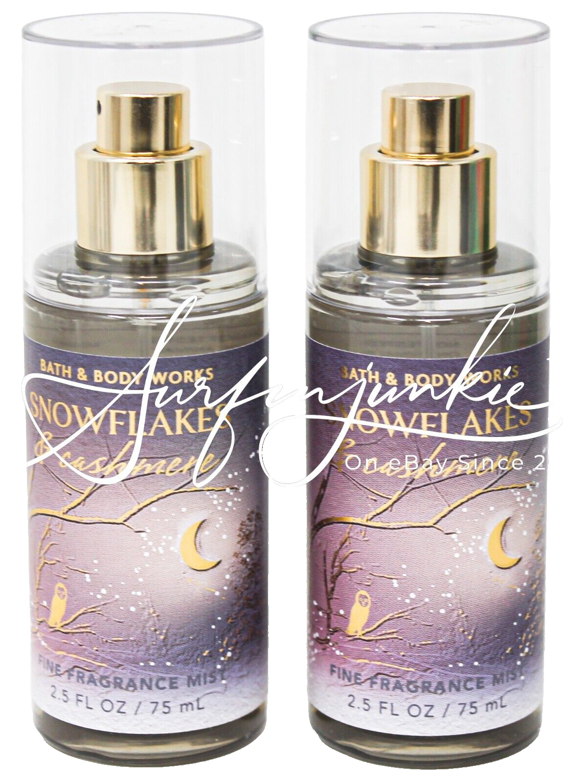 Bath & Body Works Snowflakes & Cashmere Mini Travel Fragrance Spray Mist 2 Piece