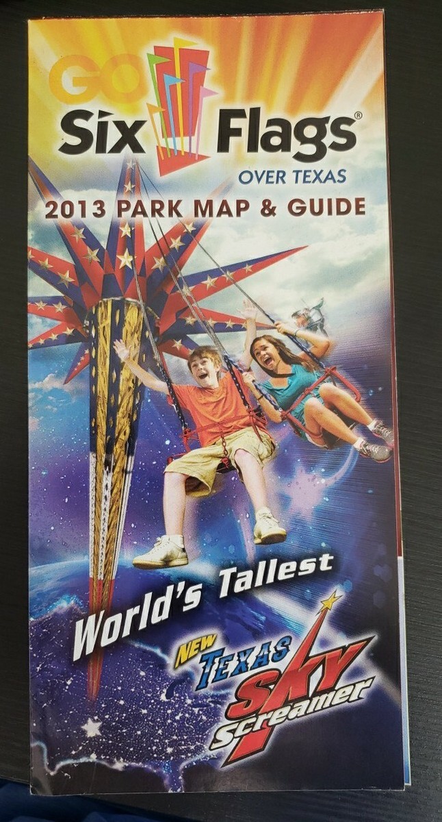 2013 Six Flags Over Texas Amusement Park Map Brochure Guide