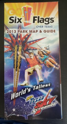 2013 Six Flags Over Texas Amusement Park Map Brochure Guide
