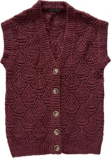 Karen by Simonsen Women’s  Warm Knitted Burgundy Vest With Alpaca Wool Size XS