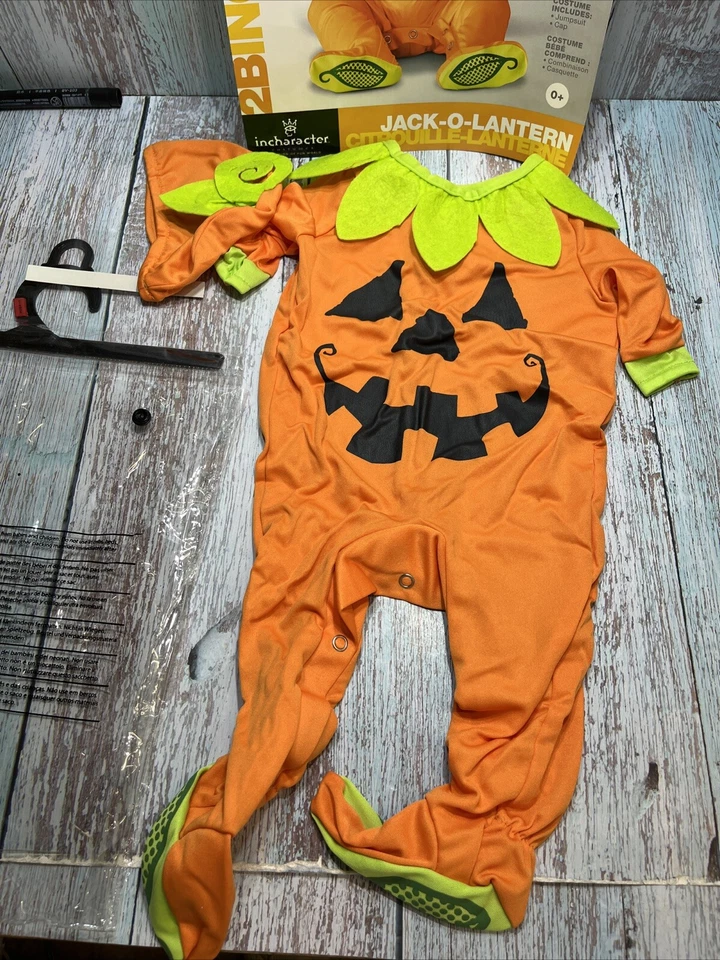 Jack O 灯笼南瓜儿童婴儿服装新品 0-6 Mos。 — 第 3/4 张图片
