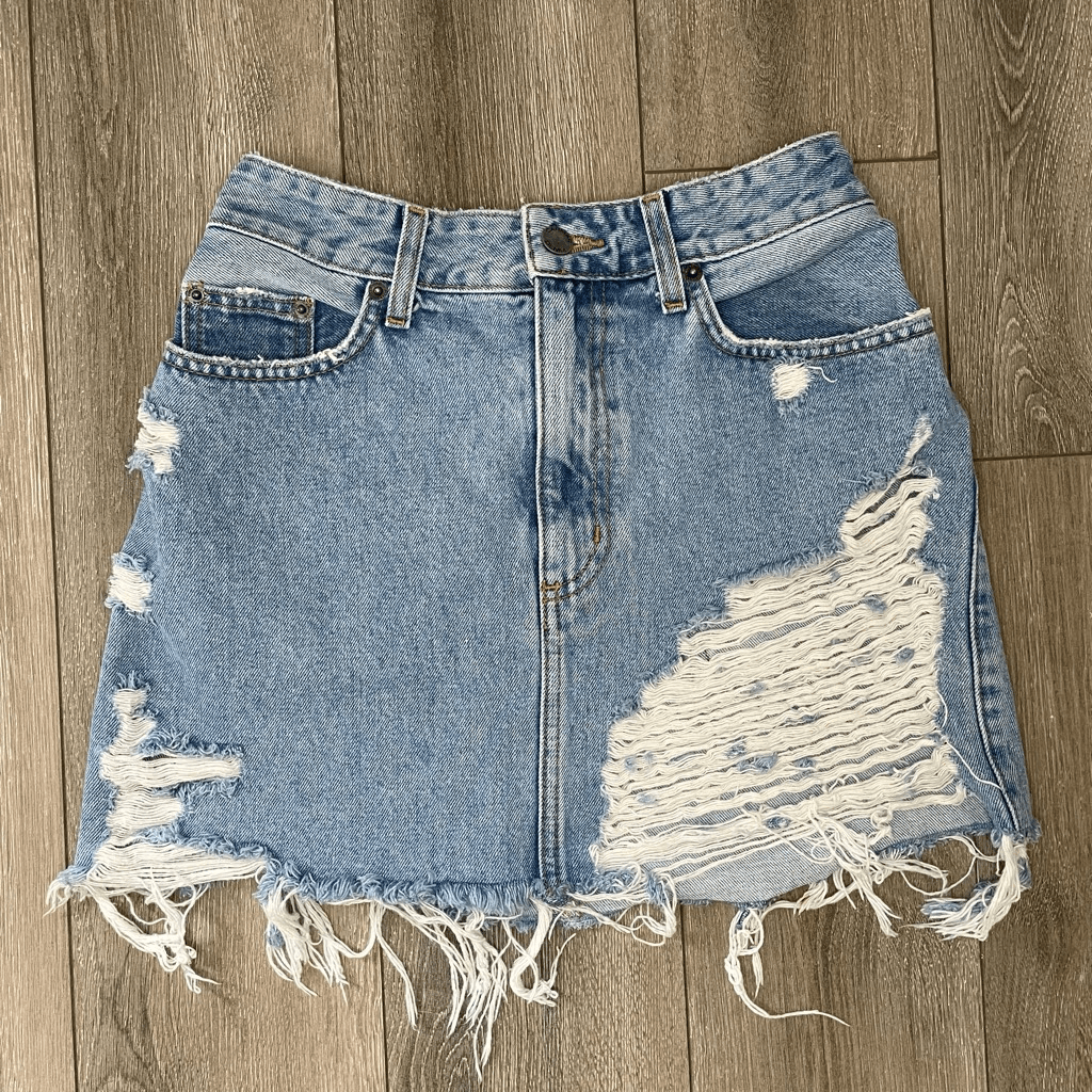 Women's Carmar Distressed Denim Jean Skirt SZ 29