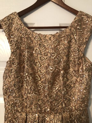 Size 2 Decode 1.8 Cocktail Dress Gold Sparkle Lace Sequin Formal Knee-length  | eBay