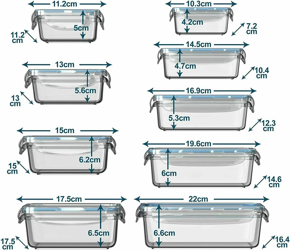 Razab Set of 35 PC Glass and Plastic Food Storage Containers with Airtight Lids - Image 4 of 4