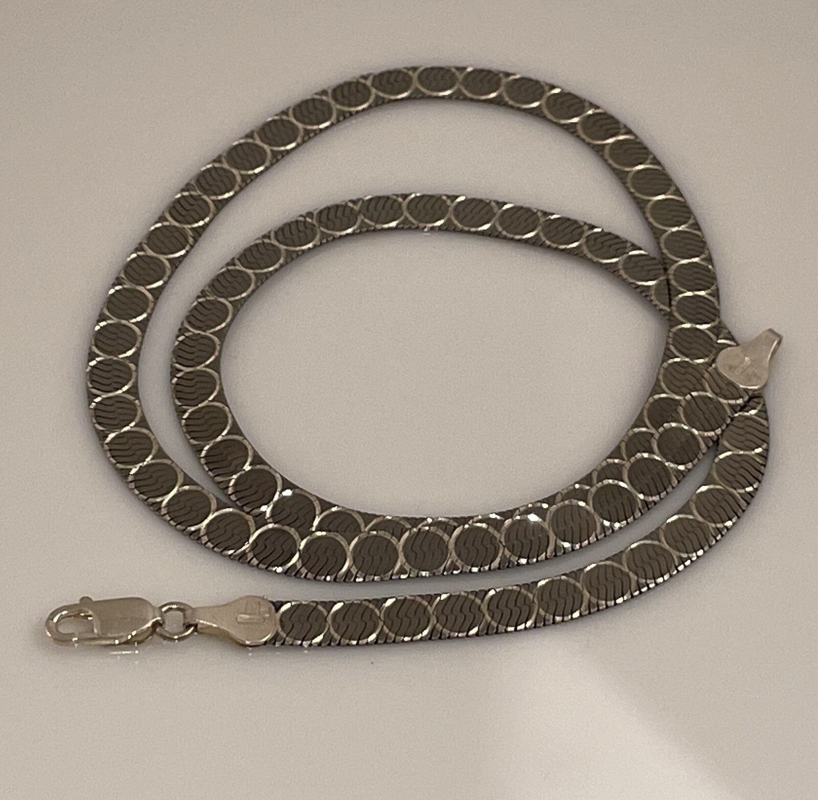 925 Sterling Silver Engine Turned Herringbone Cha… - image 10