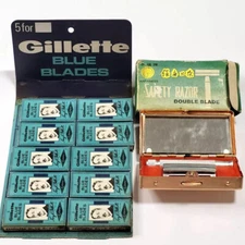 Vintage Set Razor Gillette Blue Blades 50 Razor Blade Original DE2023 Australia