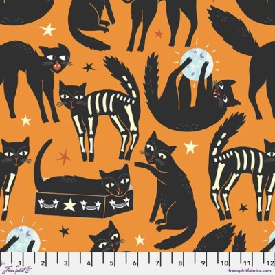 Feline Drive Fabric SPELLBOUND 9 Lives Glow in the Dark Fat Quarter (18''x22'') FQ