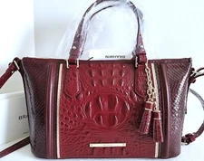 🌹 Brahmin Mini Asher Satchel Red Chianti Sonatina Wine Leather Carryall Bag NWT