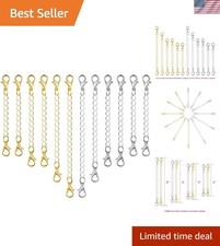 Durable 12Pcs Stainless Steel Chain Extenders with Lobster Clasps for Jewelry