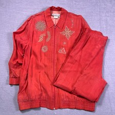 Vintage Saint Germain Paris Womens Orange Retro Bomber Jacket  Pant Set Size S