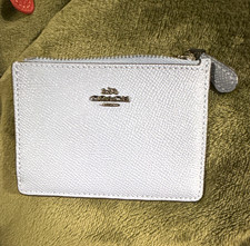 COACH Blue Leather Zip ID/Document Holder Card Case w/ Key Ring