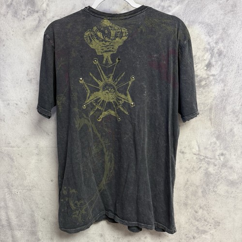 Monarchy Y2K Grunge Style Shirt Erwachsene XL verwaschen schwarz Nieten AOP - Bild 2 von 16