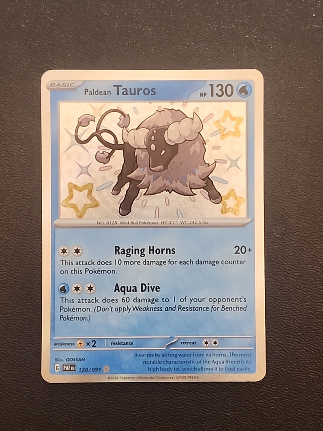 Paldean Tauros 120/091 Paldean Fates Shiny Rare Pokemon Card NM B1