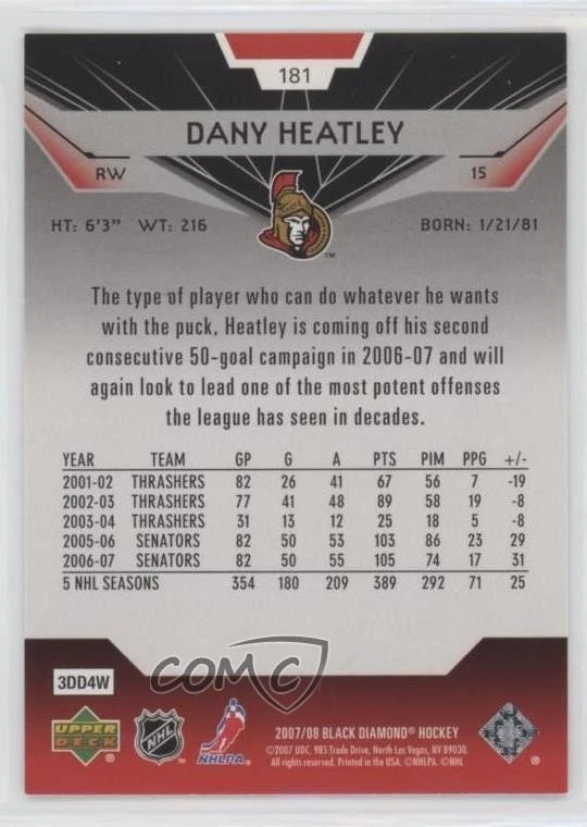 2007-08 Upper Deck Black Diamond Dany Heatley #181 - Image 2 of 2