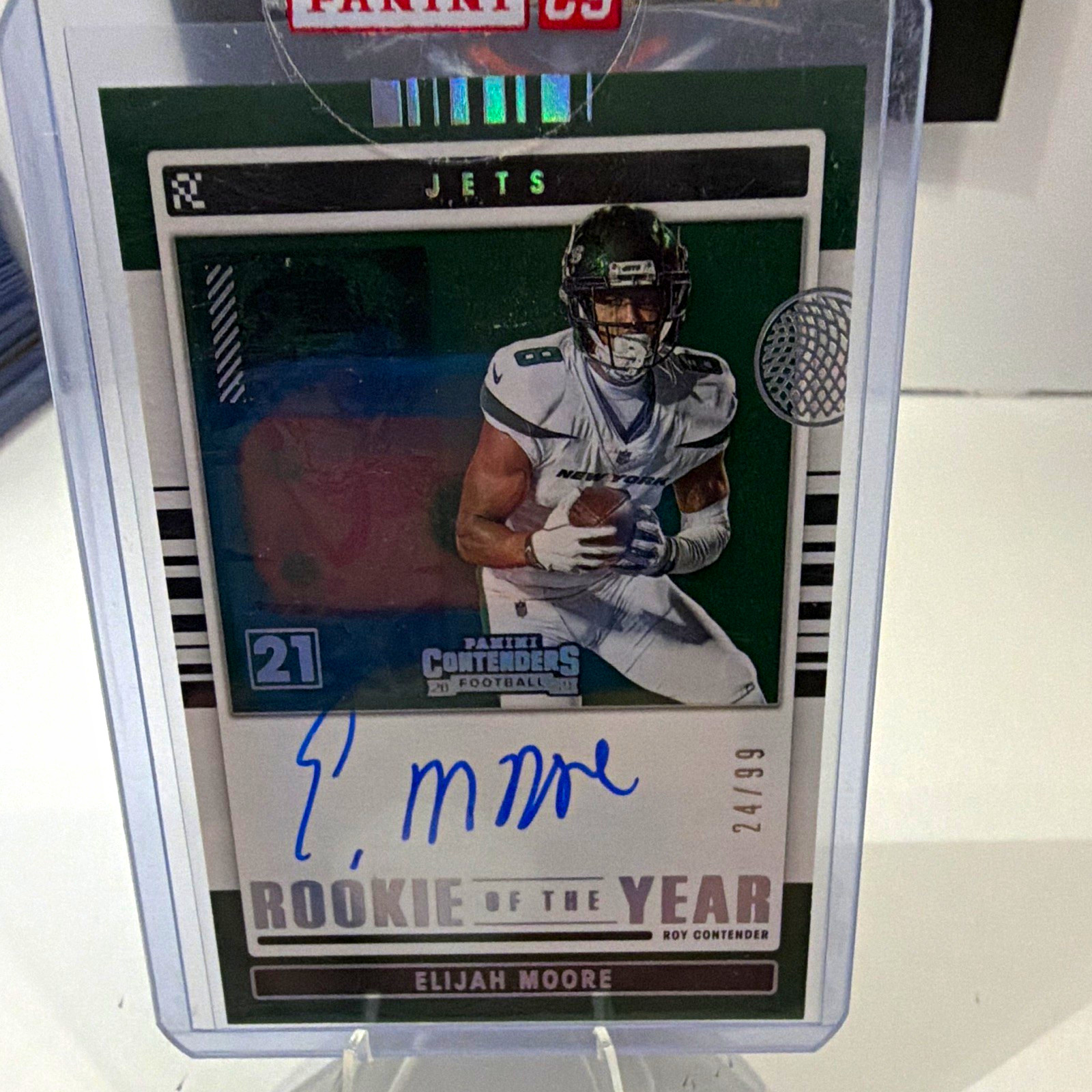Panini 2021 Contenders Elijah Moore Jets Rookie of Year Auto /99 #RYA-EMO