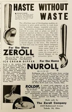 1948 AD.(PC4)~ZEROLL CO. TOLEDO, OHIO. ZEROLL & NUROLL ICE CREAM DIPPERS SCOOPS
