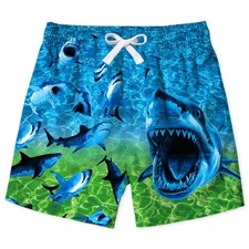 Boys 3D Shark Swim Trunks 4t 5t Quick Dry Bathing Suit Sports Running Surfing...