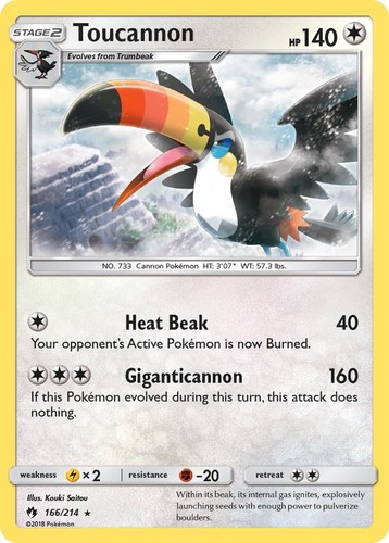 Pokemon Toucannon 166/214 SM - Lost Thunder Rare LP