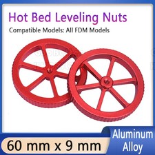 Hot Bed Leveling Nuts Red For Anet Creality FDM 3D Printer 60 mm x 9 mm Aluminum