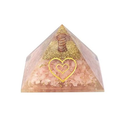 Orgonit Pyramide Rosenquarz mit Herz 7,5cm