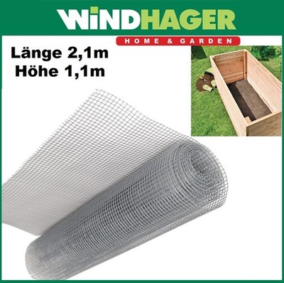 Windhager Wühlmausgitter Hochbeete Maulwurfgitter Nagerschutz verzinkt 2,1x1,1m