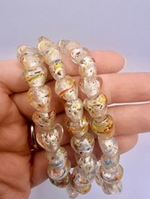 65 Pcs Lampwork Glass Clear Puffed Heart Beads 11-12mm Foiled Jewelry Making A