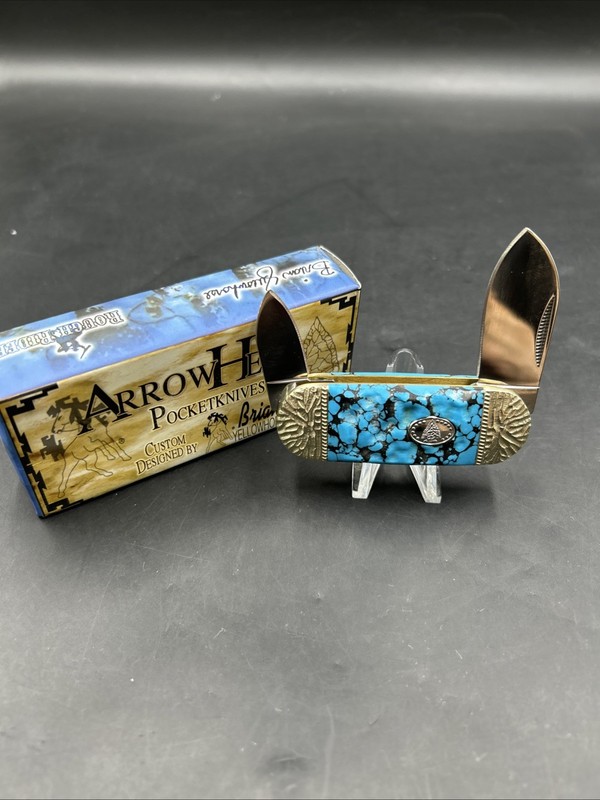 Arrowhead RR796 Brian Yellowhorse Turquoise Pocketknife W/box 440 Steel. ML