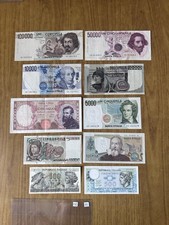 LOTTO 10 BANCONOTE LIRE 100000 CARAVAGGIO 50000 BERNINI 10000 5000 2000 500 CV2