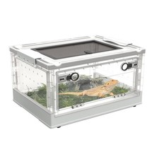 Large Portable Reptile Tank 360 View Mesh Top Foldable Frame Habitat White