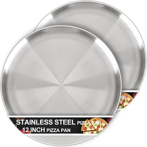 12 Inch Pizza Pan for Oven Set of 2, Non-Stick Stainless Steel Pizza Pans, St... - Picture 1 of 2