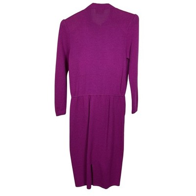st john purple dress St. John Knit Dress Women 10 Purple Magenta Mock Neck Vintage Saks Fifth  Avenue