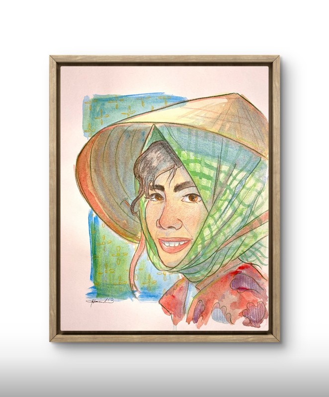 Original Asian Worker Painting By Alannah Dyer- Acrylic 8.5x11 in. Cultural Asia