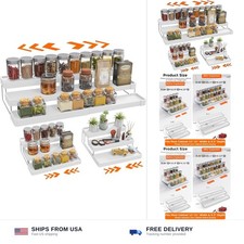 Expandable Spice Rack Organizer for Cabinet - 3 Tier Adjustable Cabinet Spice...