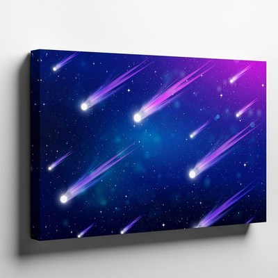 Mesmerizing Cosmic Scene Depicting Multiple Vibrant Comets Streaking Wall Art