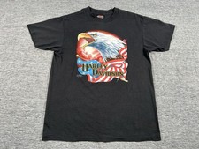 Vintage Harley Davidson Shirt Large Black USA Eagle 3D Emblem 1991 Single Stitch