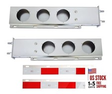 Chrome Mud Flap Hanger Rear Bar with Light Cutouts 2-1/2" Bolt Spacing,Spring