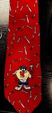 VTG Taz Tools Mechanic Looney Tunes 1995 Red Warner Bros 100%Silk Men’s Neck Tie