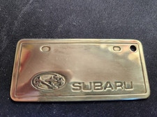 Vtg SUBARU Brass Mini License Plate Logo Car Keychain    MADE IN USA!