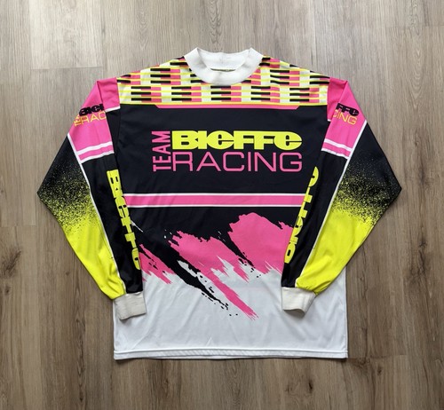 VINTAGE Team Bieffe Racing Motocross Jersey Shirt Size Large Multicolor RARE