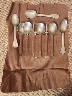 Colonial Pewter Spoons And Forks 18th Century Style Collection 9 Pieces