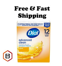 Dial Antibacterial Deodorant Bar Soap, Advanced Clean, Gold, 4 oz, 12 Bars