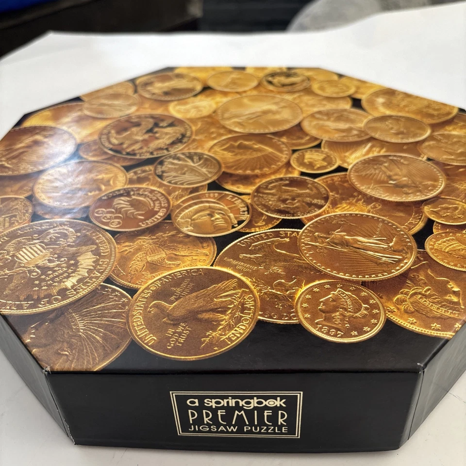 Springbok Premier Moneda de Oro Americana Rompecabezas Octogonal 500 Piezas Lámina de Oro Trasero Foto 3 de 4