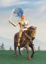 TIMPO LEAD FIGURE - MEDIEVAL KNIGHT CRUSADER ON HORSE - BRITAINS SIZE 1880
