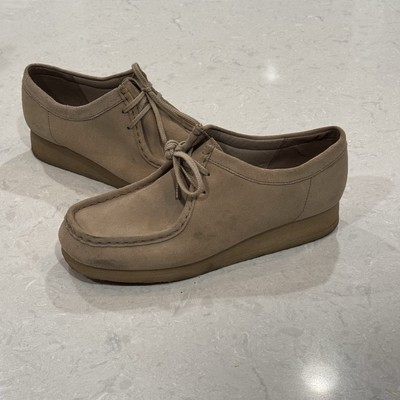 Clarks Wallabee Shoes Padmora Moccasins Taupe Suede Womens Size 11 Lace Up